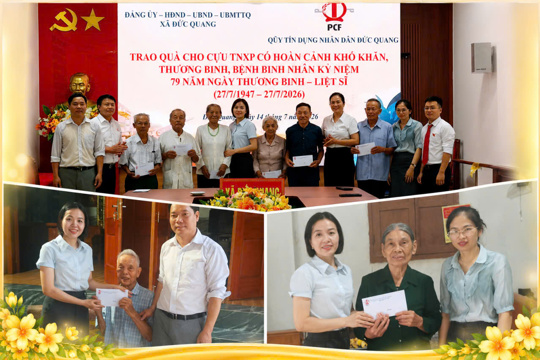 Quỹ Tín dụng nhân dân Đức Quang trao quà tri ân người có công nhân 79 năm Ngày Thương binh - Liệt sĩ