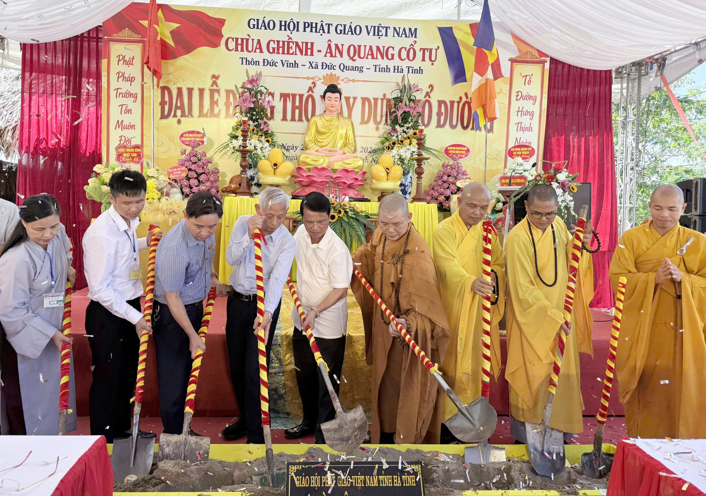 Đức Quang: Trang nghiêm Đại lễ động thổ xây dựng Tổ đường chùa Ân Quang tại vùng đất cổ Phù Thạch