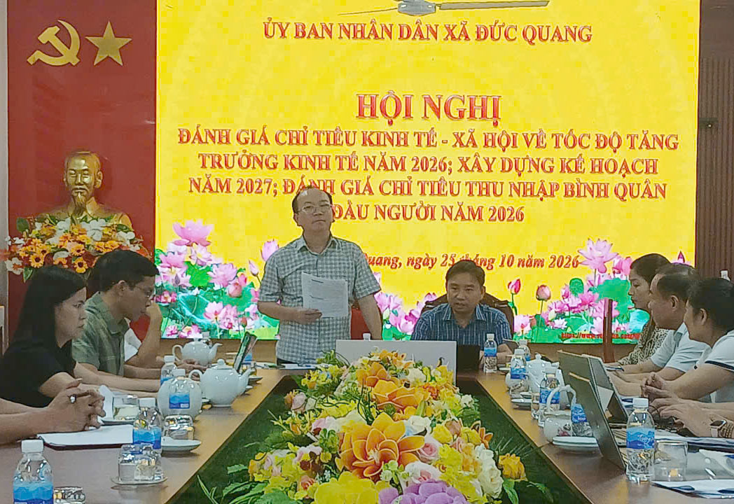 Đức Quang: Đánh giá các chỉ tiêu kinh tế - xã hội về tốc độ tăng trưởng kinh tế, chỉ tiêu thu nhập bình quân đầu người năm 2026.