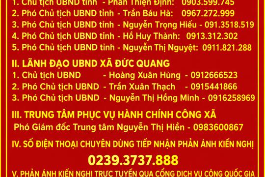 Công khai địa chỉ và số điện thoại tiếp nhận phản ánh, kiến nghị theo quy định tại Quyết định số 53/2021/QĐ-UBND ngày 17/12/2021 của UBND tỉnh Hà Tĩnh